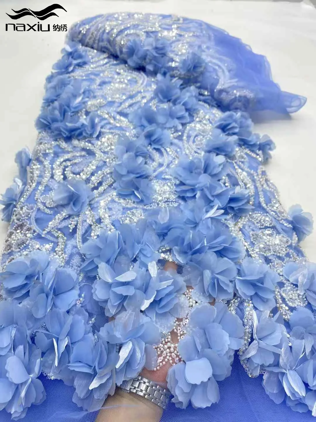 Lo último en tela africana de encaje de flores 3D 2025, Material de encaje de alta calidad, telas de encaje nigeriano francés para mujer, fiesta y boda