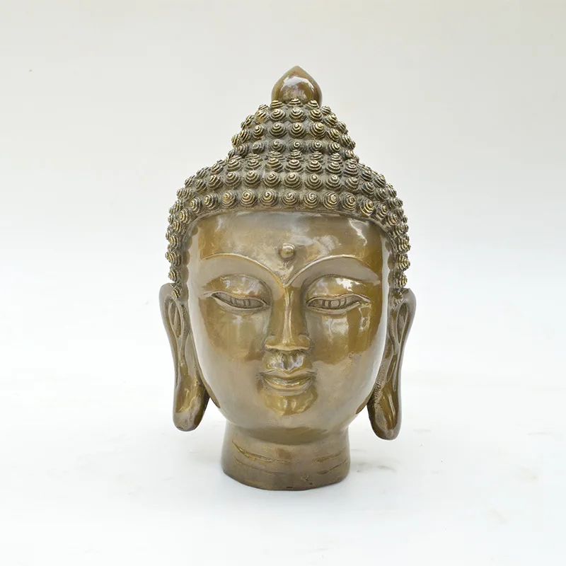 Antique-style home and office decorative metal art piece, pure copper Buddha head ornament