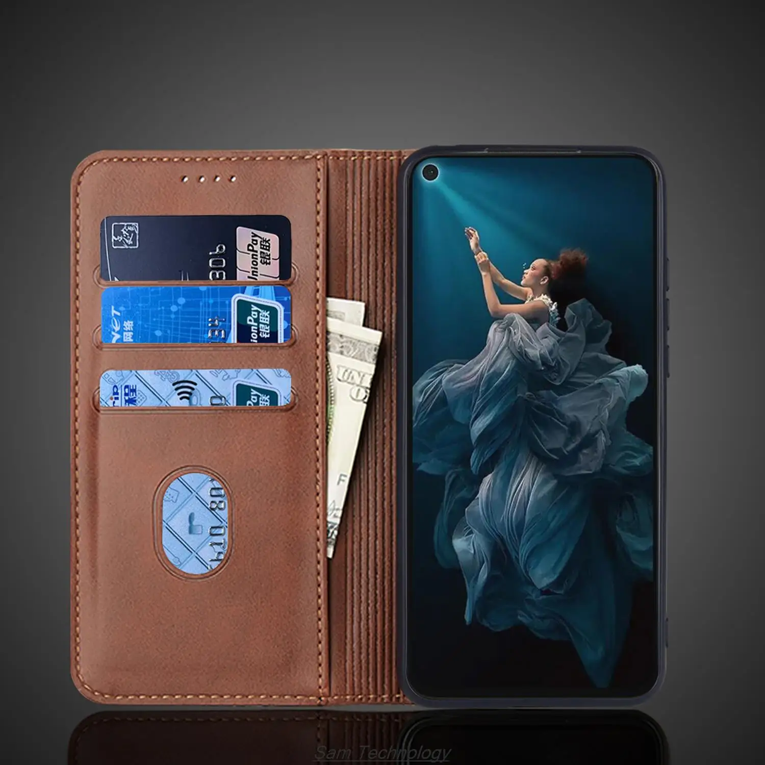 Magnetic attraction Leather Case for Huawei Nova 5T / Huawei Honor 20 Holster Flip Cover Case Wallet Phone Bags Fundas Coque
