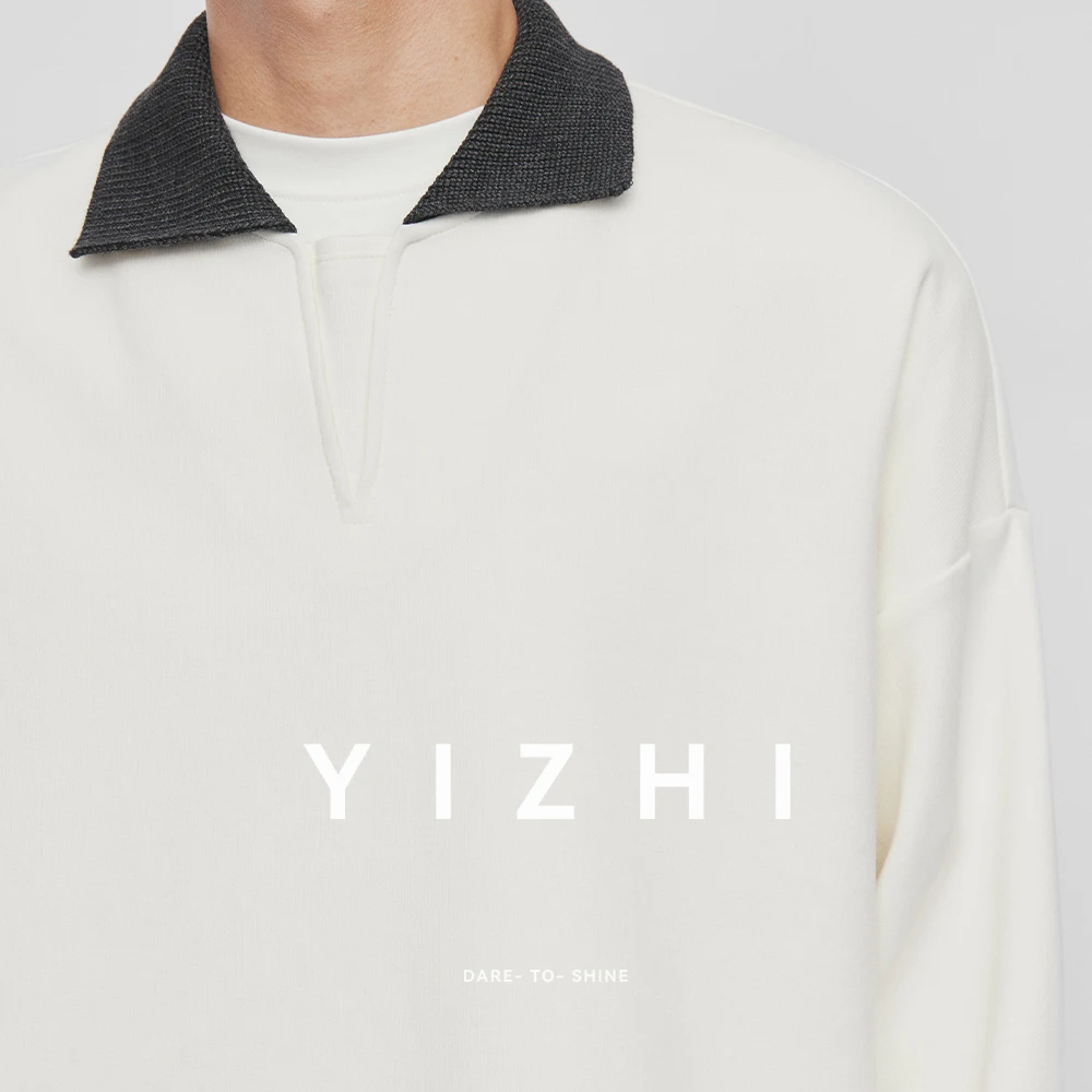 Fashion Men's Contrast Color Lapel Sweatshirt Spring Autumn New Korean Long Sleeve V-neck Loose Pullover Top Men Polo Shirt