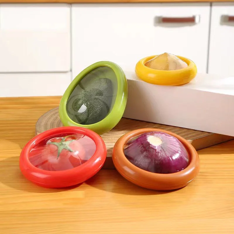 4Pcs/1pc Reusable Fruit Preservation Box Refrigerator Mini Avocado Onion Lemon Sealed Film Food Storage for Fruits and Vegetable