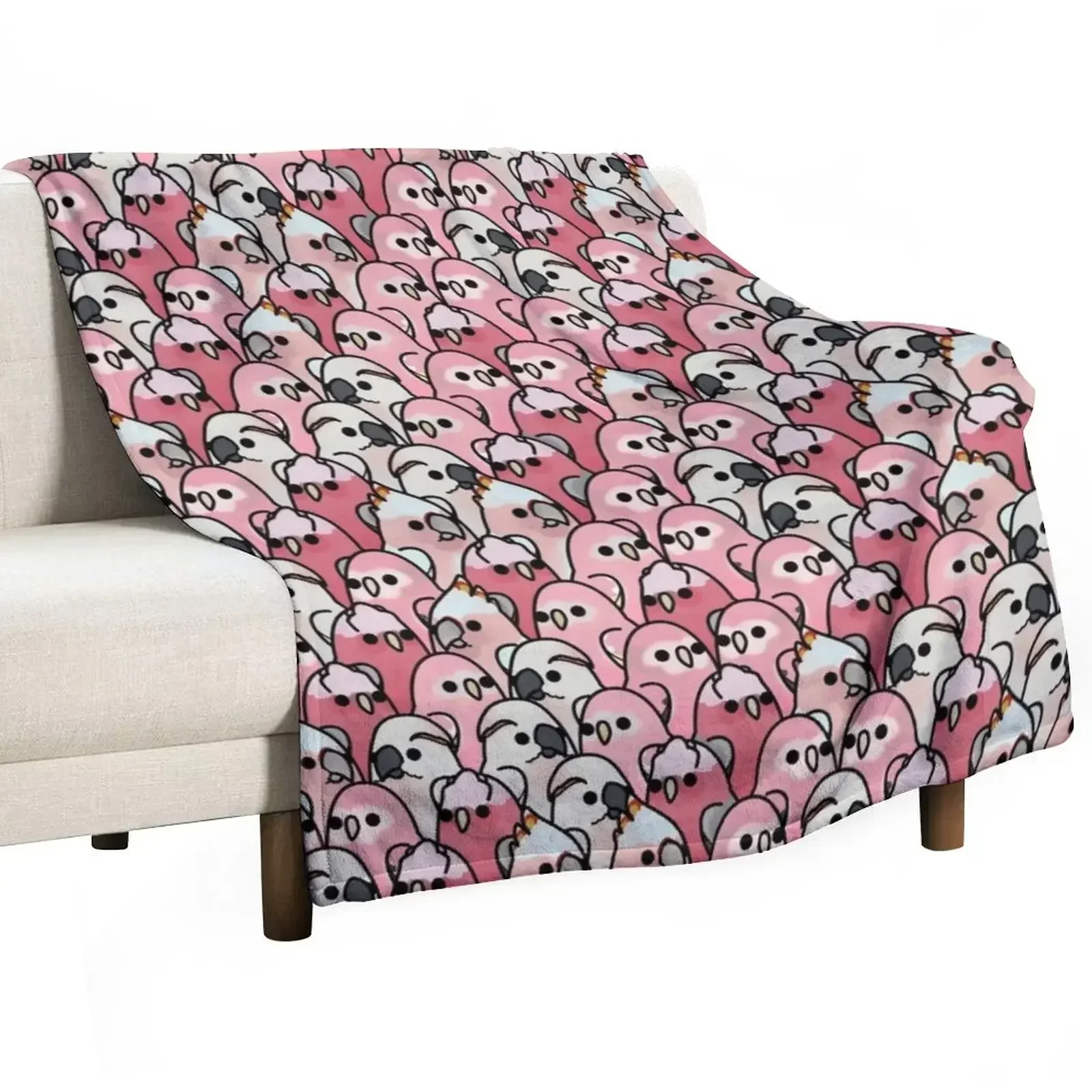 

Too Many Birds! - Pink Parrot Posse! Throw Blanket Bed linens halloween Decorative Sofas Luxury Blankets