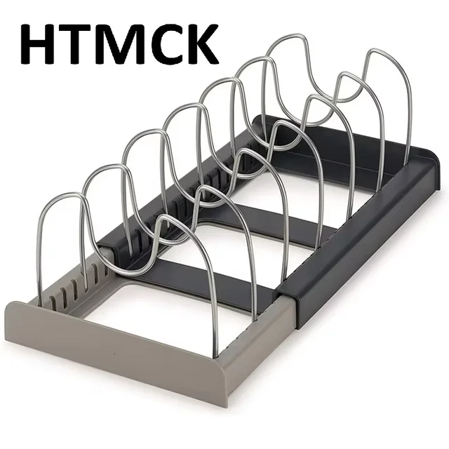 Organizador de Gavetas de Armário de Cozinha Expansível, Prateleira de Armazenamento Multiuso para Panelas, Tampas de Panelas, Tábuas de Corte e Utensílios de Cozinha