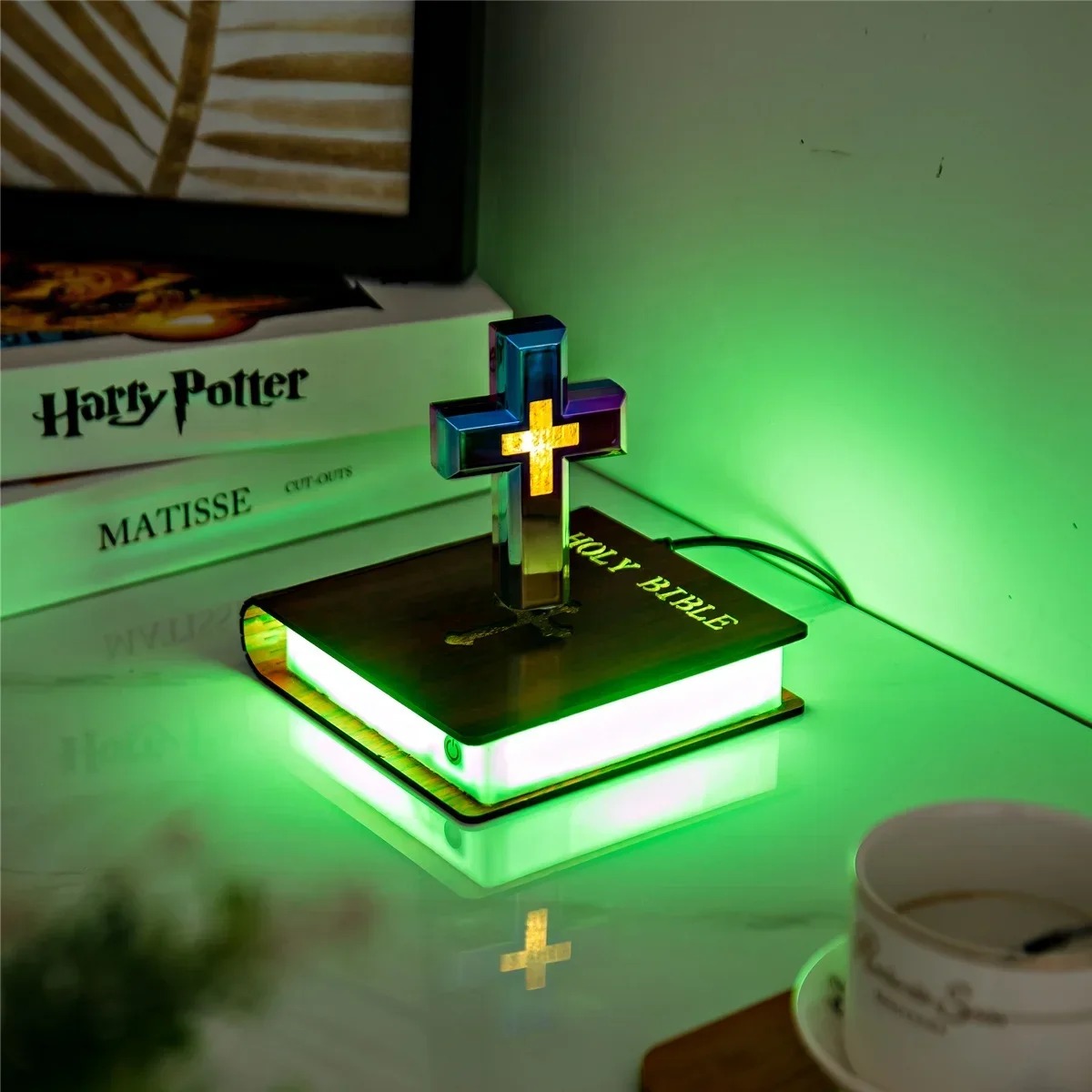 HCNT-Lumière LED RGB en croix, base de la Bible chrétienne, cadeaux personnalisés