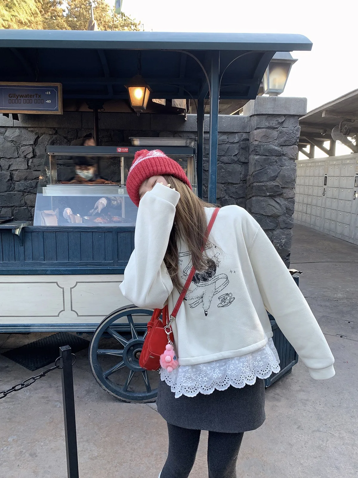 

Retro Spliced Loose Fit Hoodie Women's round Ne Pullover Lazy Sle Top for Autumn Winter New Arrival Comfortable Cotton Po...