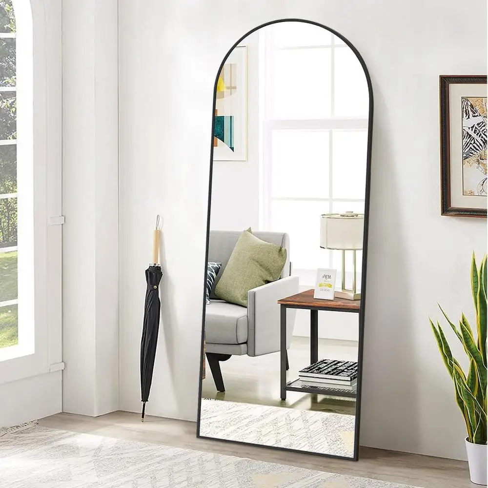 Full Length Mirror Arched Top Standing Wall Mirror Shatterproof High Definition Glass Leaning Floor Mirror Bedroom Dressing Room