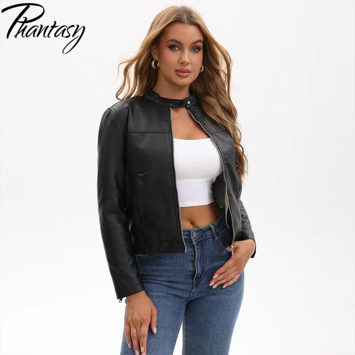 

Phantasy New Women's Casual Leather Jacket Fashionable Street Style Motorcycle Coat Simple Comfortable Loose Style 2025