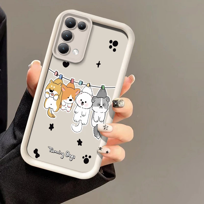 INS Cute Anime Puppy Case For OPPO Reno 2 2F 2Z 3 4 4Z 4F Pro Lite Camera Lens Protection Silicone Shockproof Soft Phone Cover