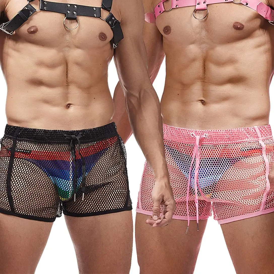 Mens Mesh Shorts Sexy Boxers See Through Boxers for Men