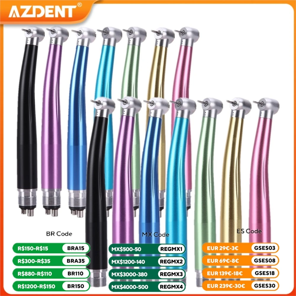 2/4Holes Dental High Speed Handpiece Air Turbine AZDENT Standard Head Push Button Rotor Cartridge Dentistry Tool Supplies