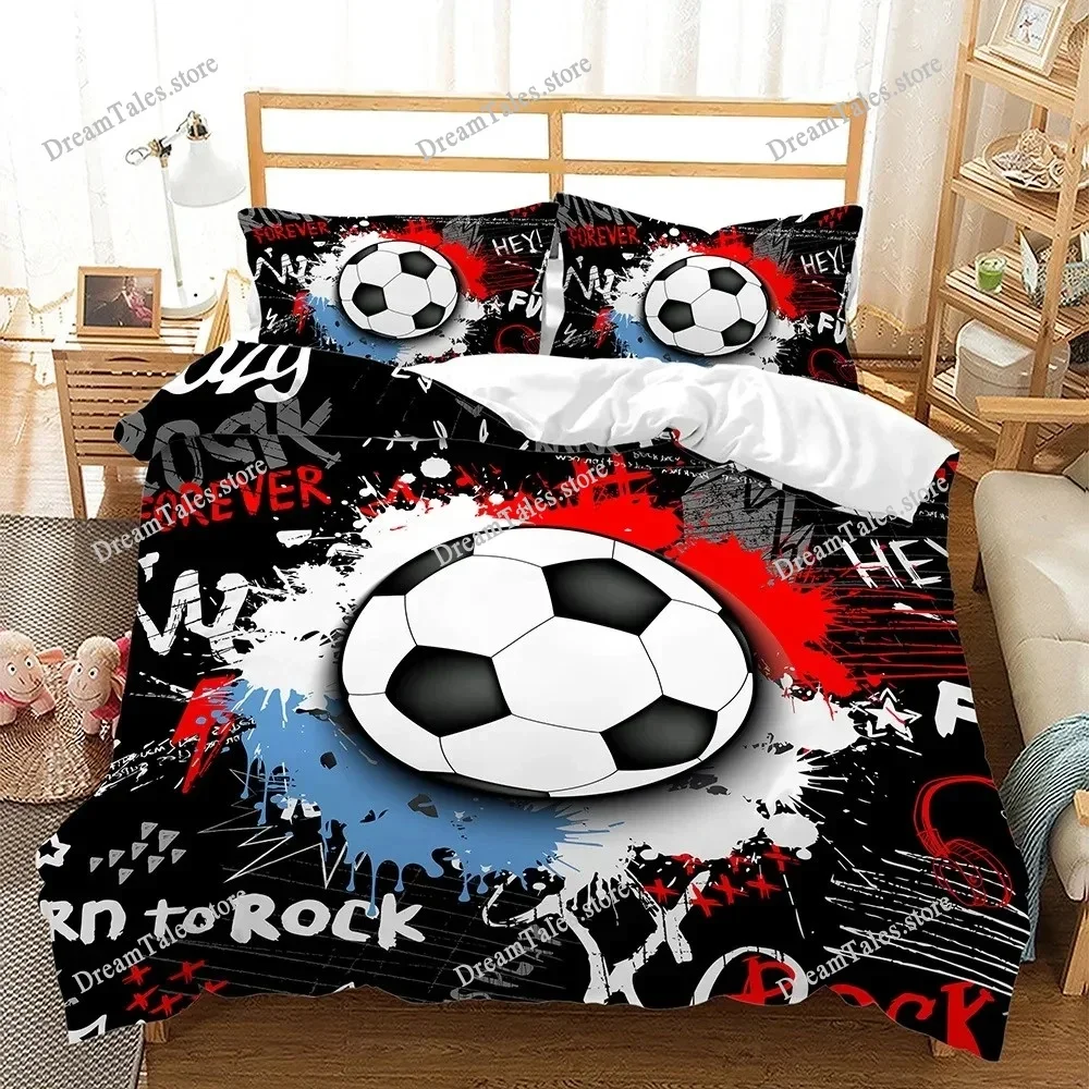 

New 3D Soccer Bedding Set Popular Football Soft Microfiber Bed Linen with Pillowcase Queen King Single Size Duvet Cover Sets