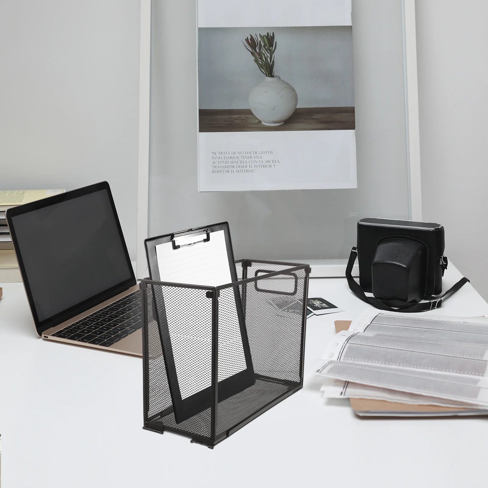 Metal File Holder Multi-Functional Organizer Foldable Design Stainless Steel Material Desk Organizers and Storage