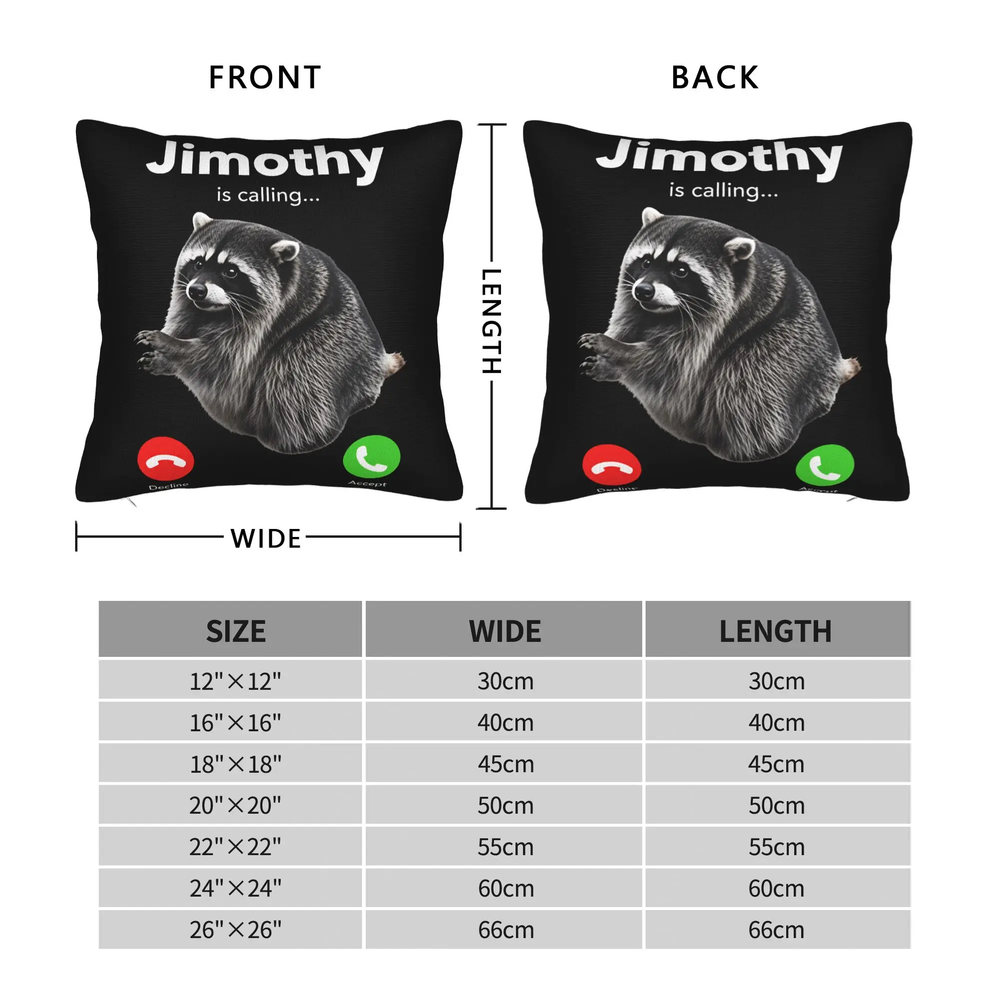 Jimothy Is Calling Funny Raccoon Incoming Call Pillow Case  Morden Pillow Cover Comfy Pillowcases For Chair Sofa Home Decor