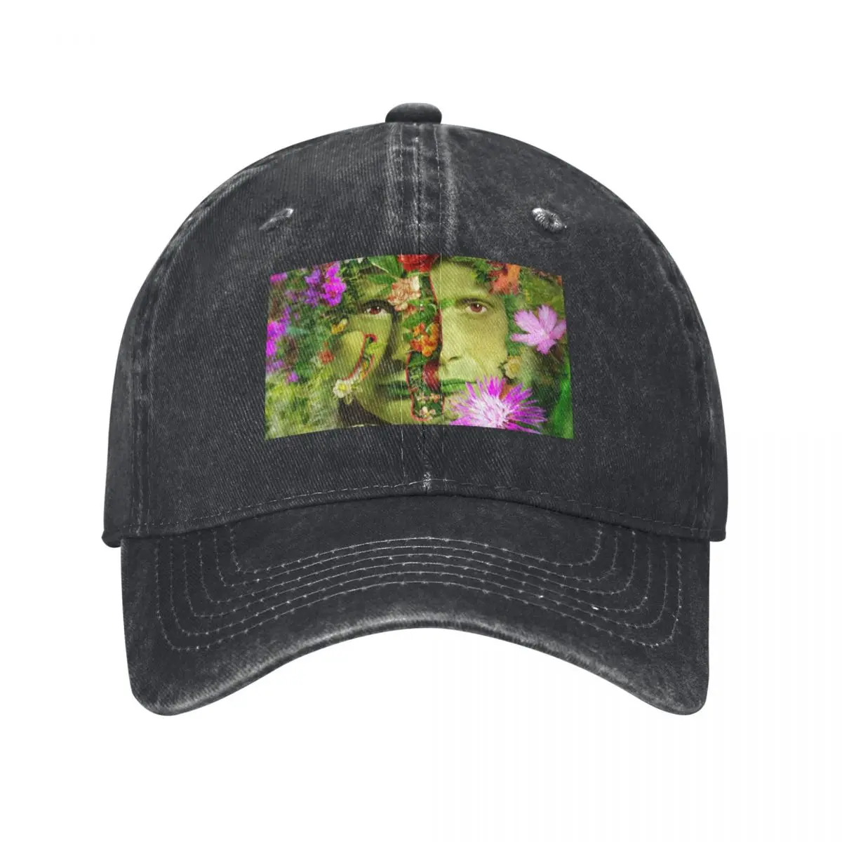 Surreal Garden Peeled Hannibal Portrait Floral Collage Baseball Cap cute custom Hat sun hat Bobble Hat Mens Tennis Women's