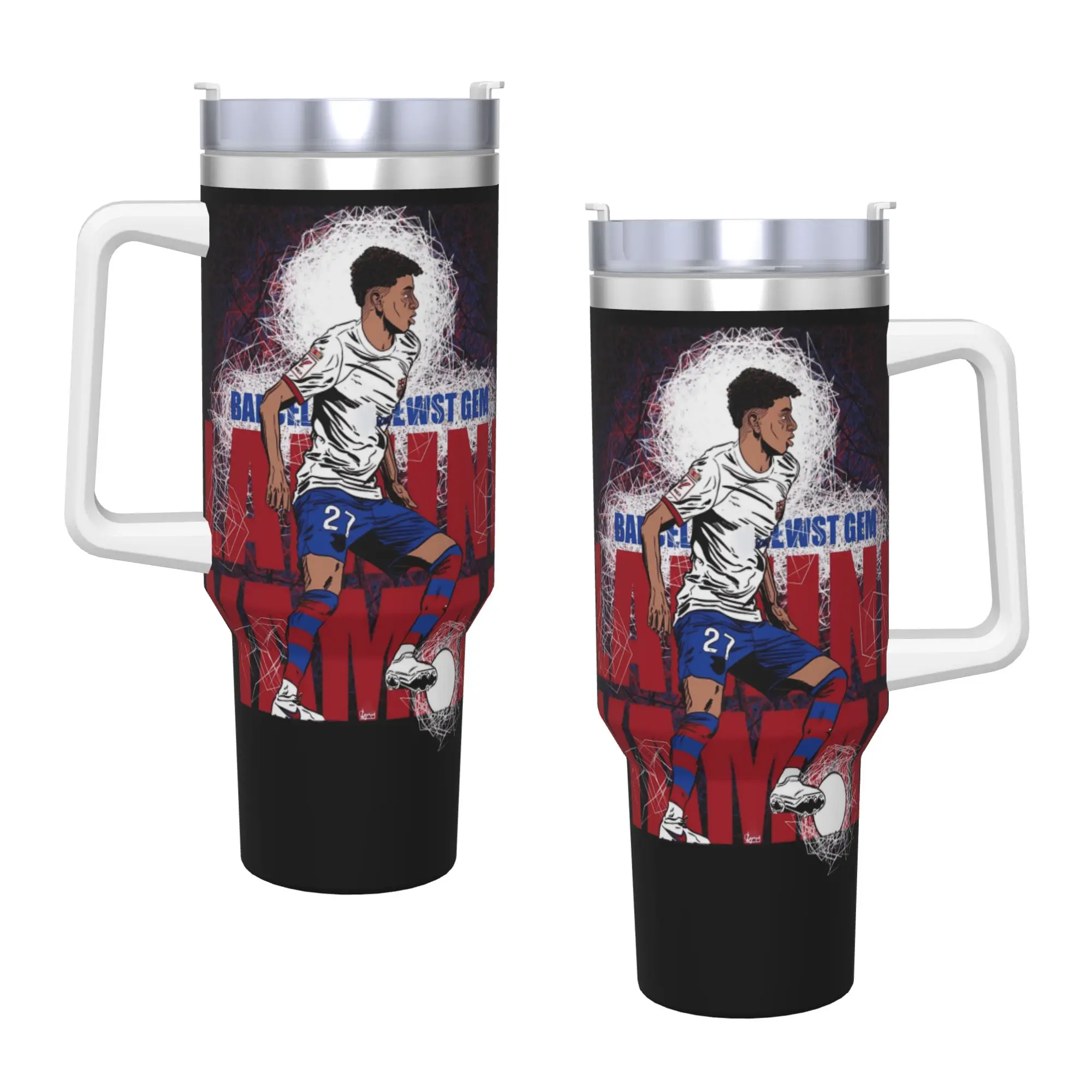 Stainless Steel Tumbler L-Lamine FootballStar y-Yamal Car Mugs With Straws Bottle Heat Preservation 40oz Thermal Cups