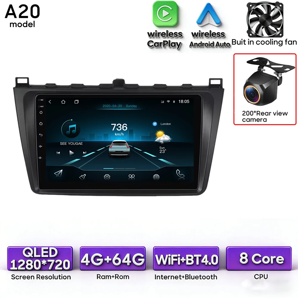Android 16 voor Mazda 6 Rui GH 2008 - 2015 Auto Multimedia Speler Draadloze Carplay Autoradio Stereo Video Wifi Navigatie GPS BT
