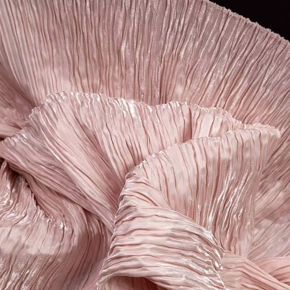Bright Luster Forged Pleated Fabric Polyter DIY Water-gloss Fabric Fabric Design 145cm Width Small Crinkle Fabric