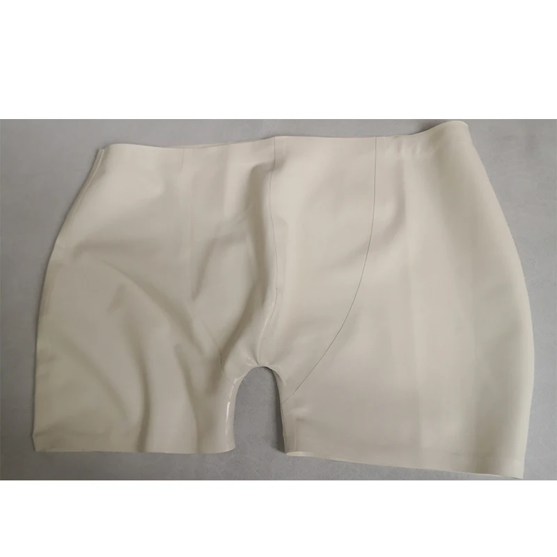 Sexy White Latex Rubber Tigh Shorts Fetish Men Underwear Boxer Custom Made (No Zip)