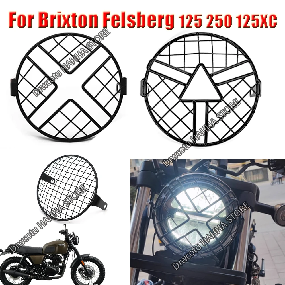 For Brixton Felsberg 125 250 125XC Motorcycle Retro Mesh Headlight Protector Holder Metal Grill Cover Guard