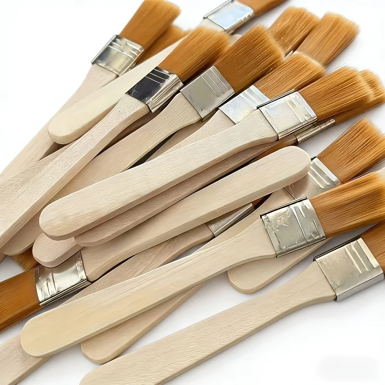 6pcs Professional Paint Brushes Short Wooden Handle Plastic Fiber Bristles Ergonomic Art Brush for Oil Watercolor Acrylic Wall P