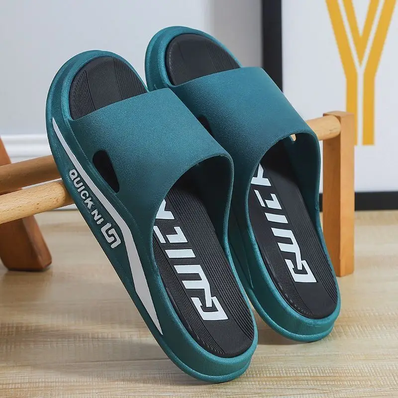 

Мужские летние супермягкие тапочки на толстой подошве для домашнего использования, ванной комнаты, душа, уличные носимые шлепанцы, материал ПВХ