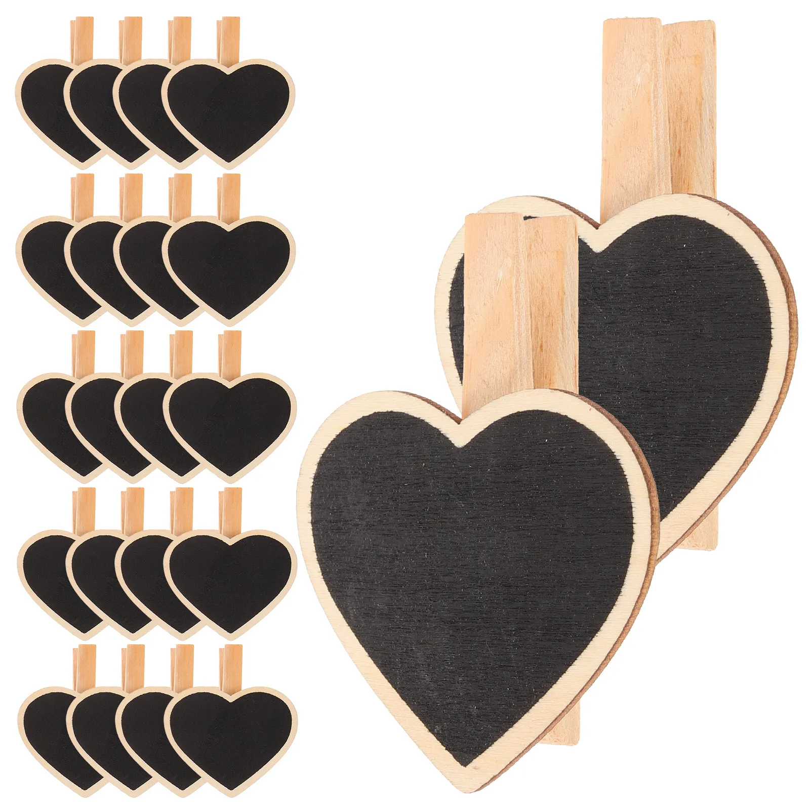 

24pcs Wooden Blackboard Clip Memo Clip Message Clamp Heart Shaped Home Decor Photo Clamp For Romantic Occasions Sustainable