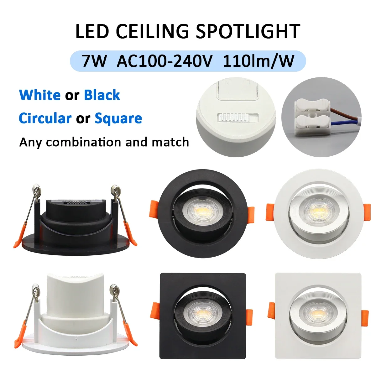 

5-20pcs Surface Mounted Spot Led Downlight Anti-glare Ceiling Lamp Foldable Dial Switch CCT Spotlight for BedRoom Bathroom