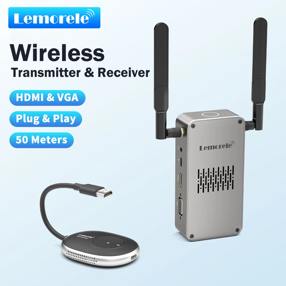 

Lemorele Wireless HDMI Transmitter and Receiver Extender Kit Video Transceiver 1080P Display Adapter for TV PC Monitor Projector