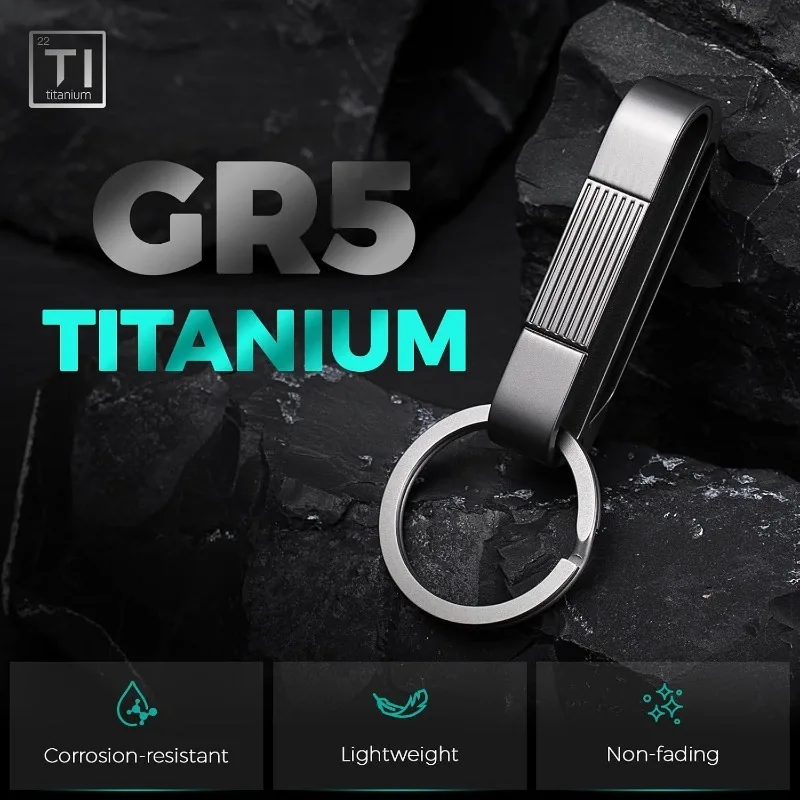 Gr5 Titanium Belt Key Clip Quick Release Heavy Duty Key Holder Keychain Outdoor EDC Car Key Organizer Belt Loop Key Clip for Men