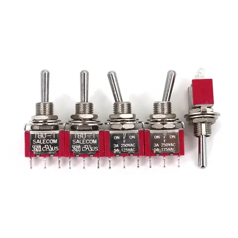 5Pcs SH T8014 Standard Handle 3Pin ON-OFF-ON 3-Position SPDT 6.35mm Panel Mount Mini Toggle Switch