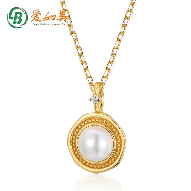 

Diamond Shaped White Plastic Bead Pure Silver Pendant 18K Gold PT950 Platinum Silver Plated 7-layer Gold White Dew Necklace