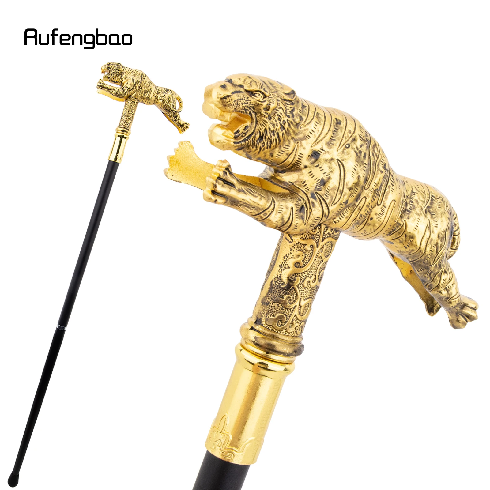 Bastón decorativo de tigre dorado a la moda, bastón para caminar Cospaly, varita de mazza de Halloween, bastón para actuación en escenario, 90cm