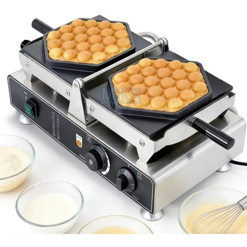 Máquina Comercial Giratoria para Hacer Waffles de Burbuja, Máquina Eléctrica para Hacer Conos de Crepe Antiadherentes