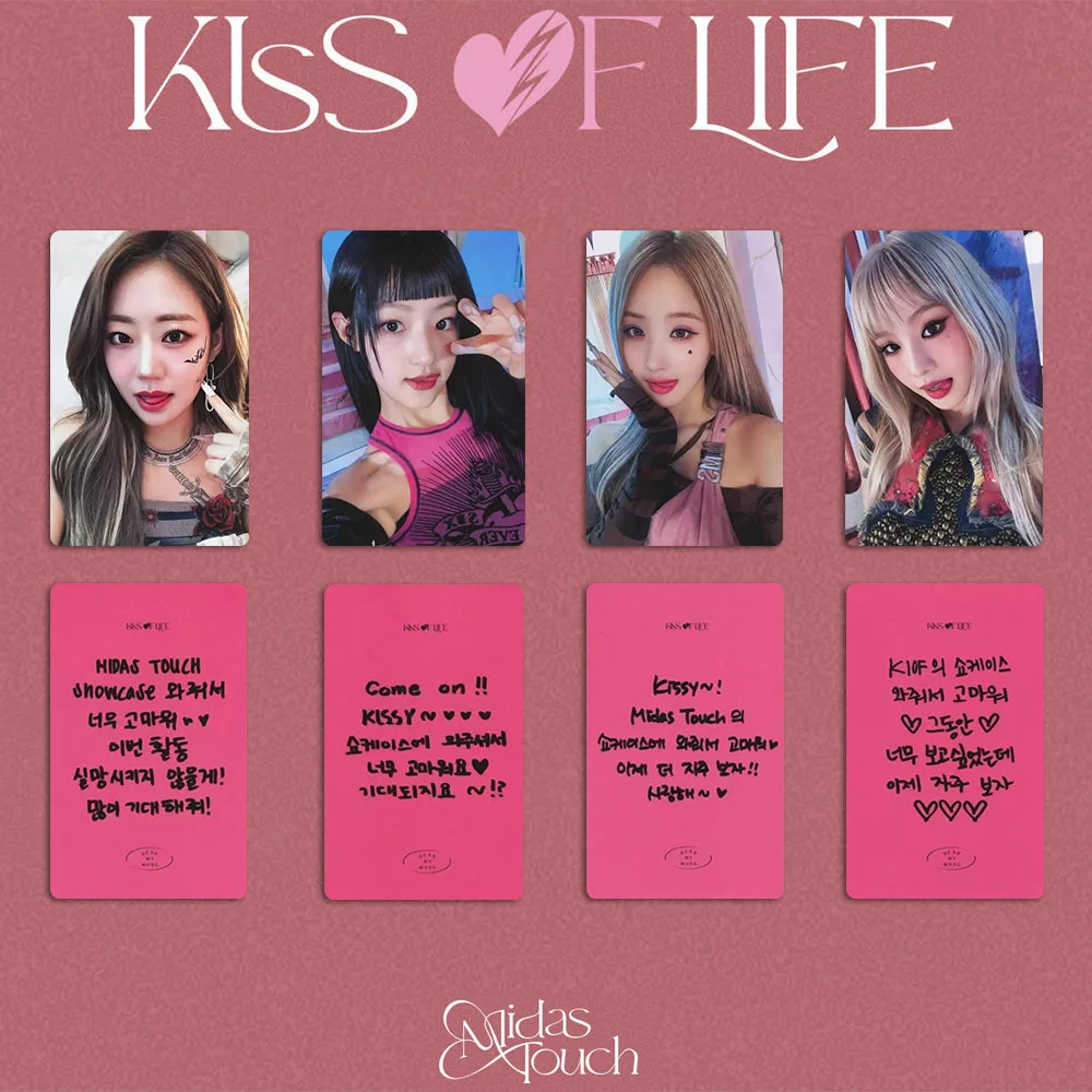 4Pcs/Set Kpop KISS OF LIFE Midas Touch Album New Photocards MEET WITHMUU SHOWCASE Ver Selfie Lomo Cards Fans Collection Gifts