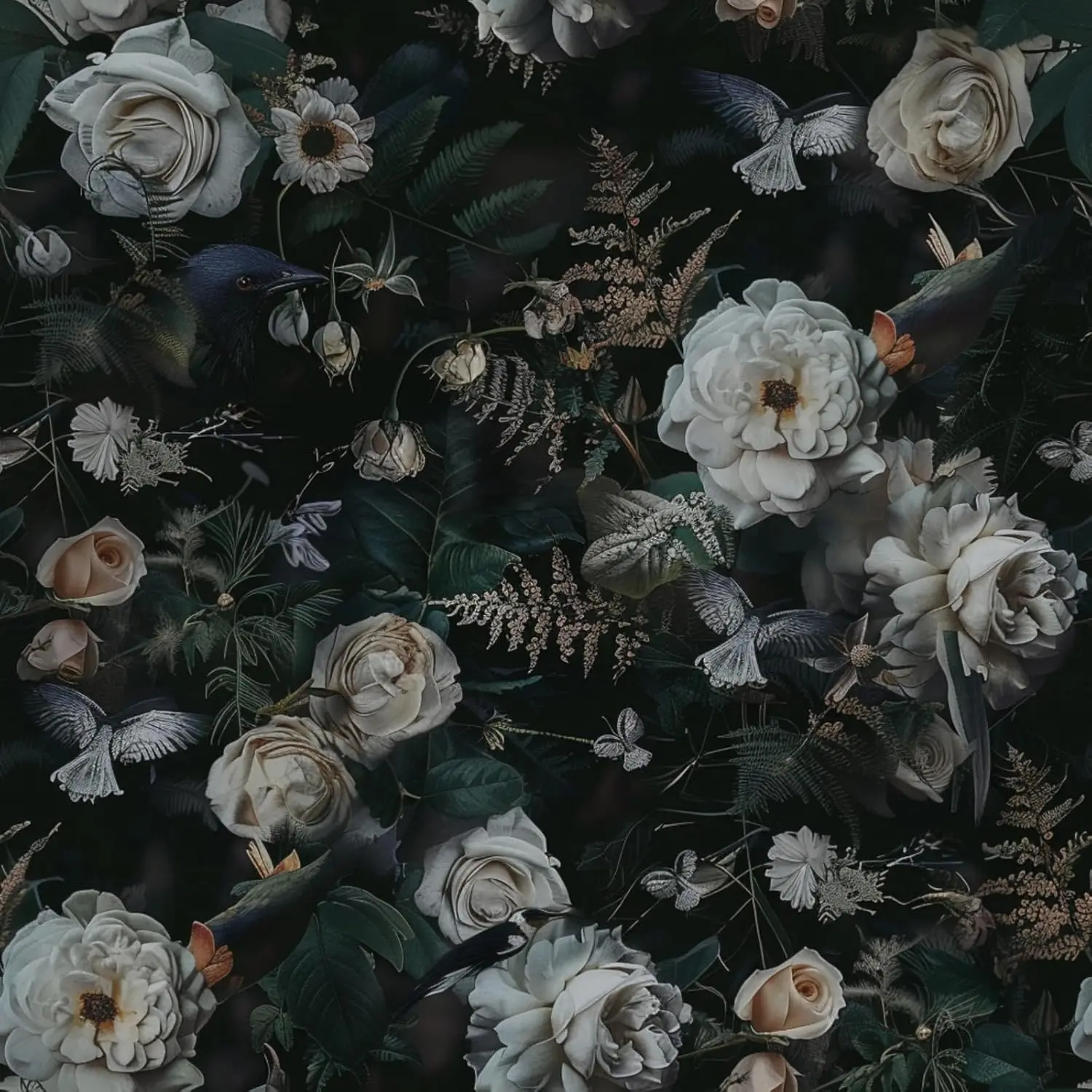 Floral Peel and Stick Wallpaper Dark Flower Wallpaper Modern Textured Contact Paper Removable Wall Paper Waterproof for Bedroom
