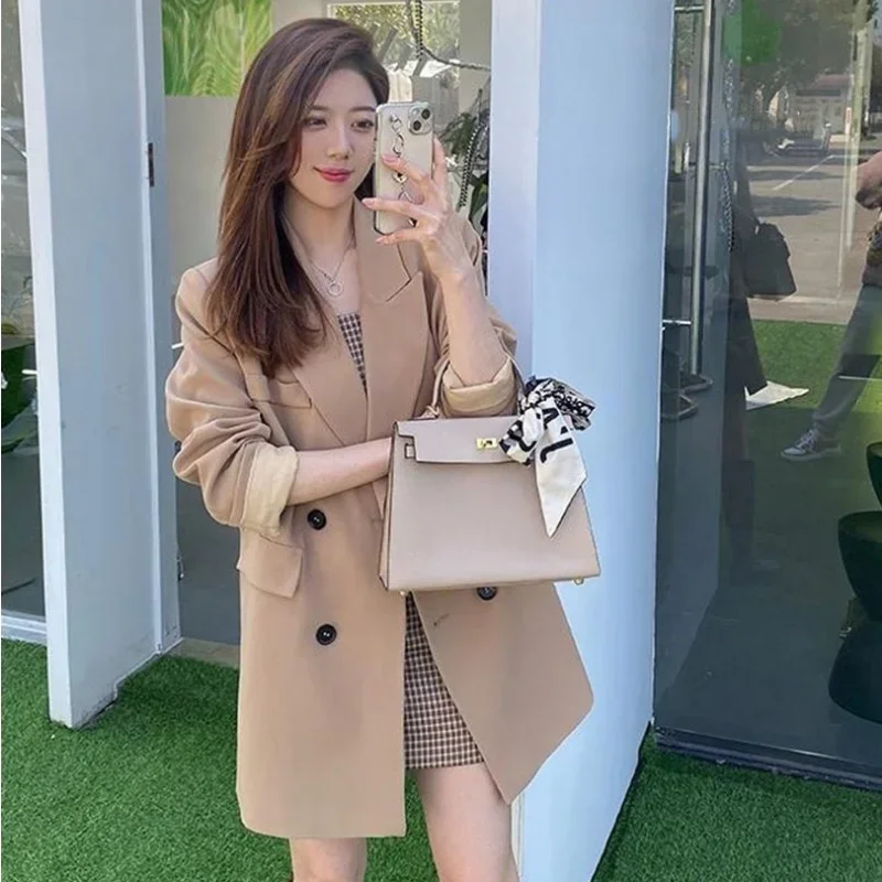 Outfit Mini Office Womens Short 2 Sets Khaki Long Sleeve Suit with Skirt and Blazer Two Piece Set for Women Summer 2024 Jacket