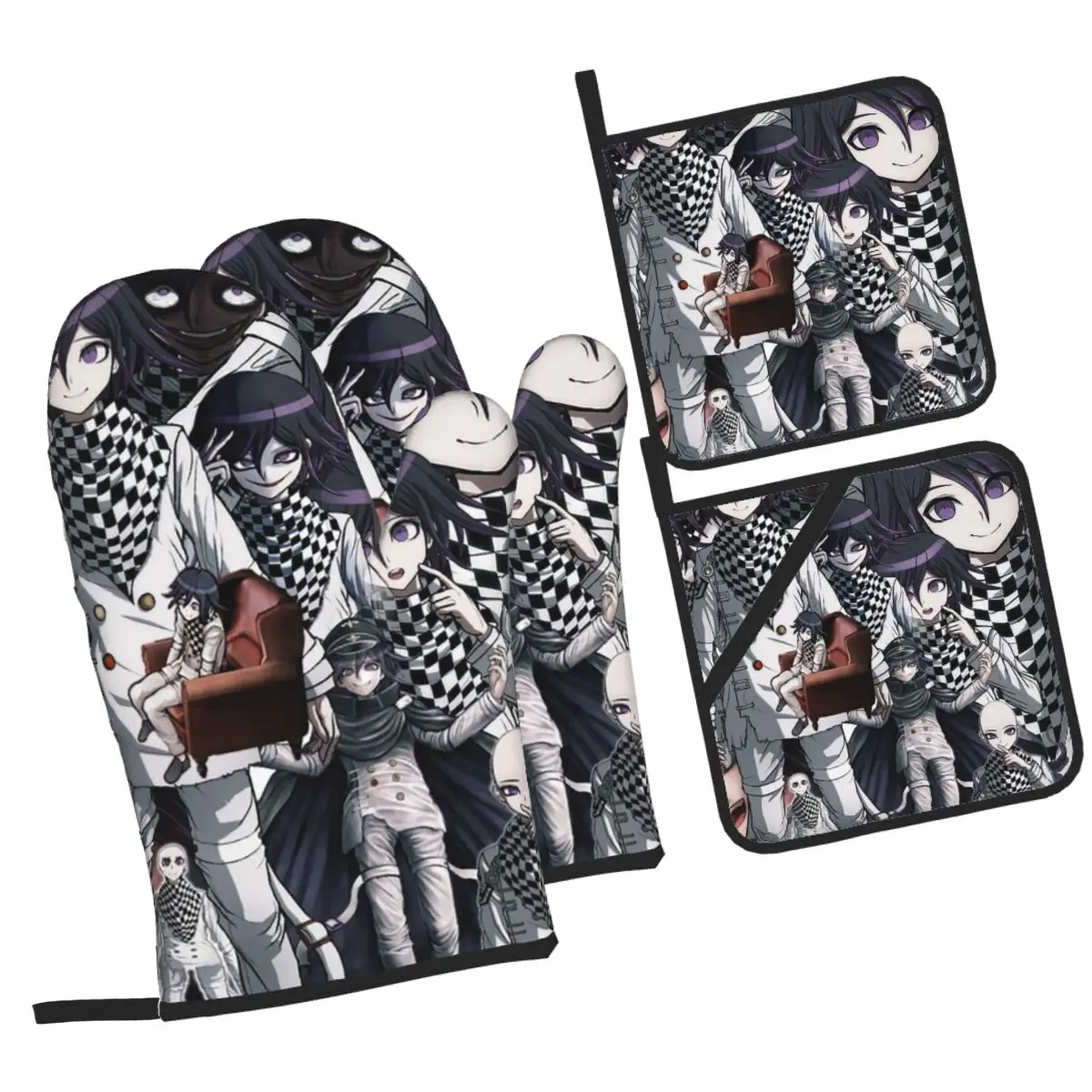 

The Kokichi Zone Oven Mitts and Pot Holder Sets of 4 for Baking Kitchen Cooking Grilling Resistant Non-Slip Gloves