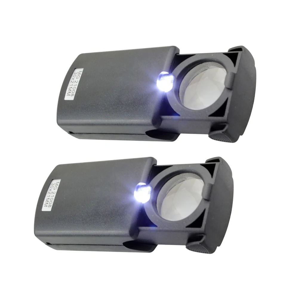 

2 Pcs LED Jewelry Magnifying Glass Precision Machining Magnifier Pull-out Stamps Lightweight Photos