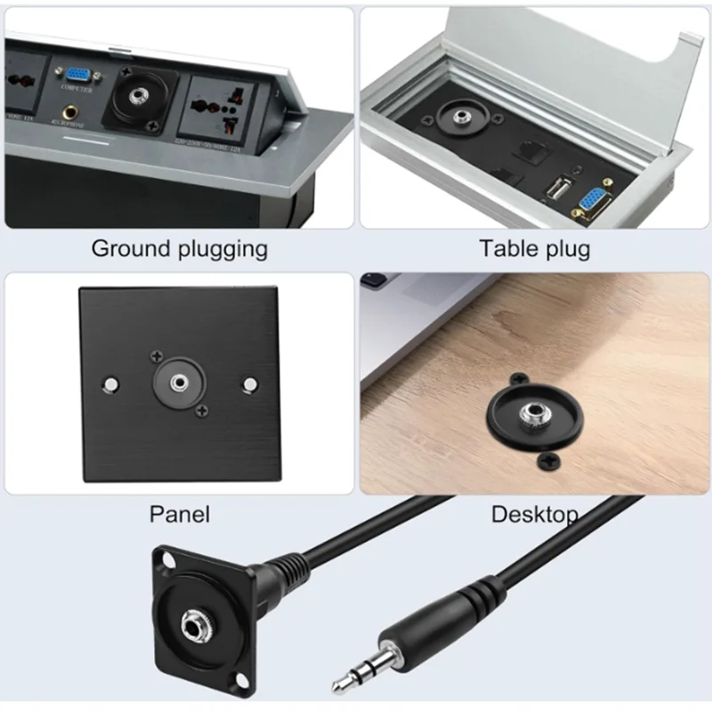 For Audio TRS 3.5mm Panel Mount Audio Adaptor Male to Female Short Cable Connector 1/8 Stereo Headphone Socket, D/XLR Panel,