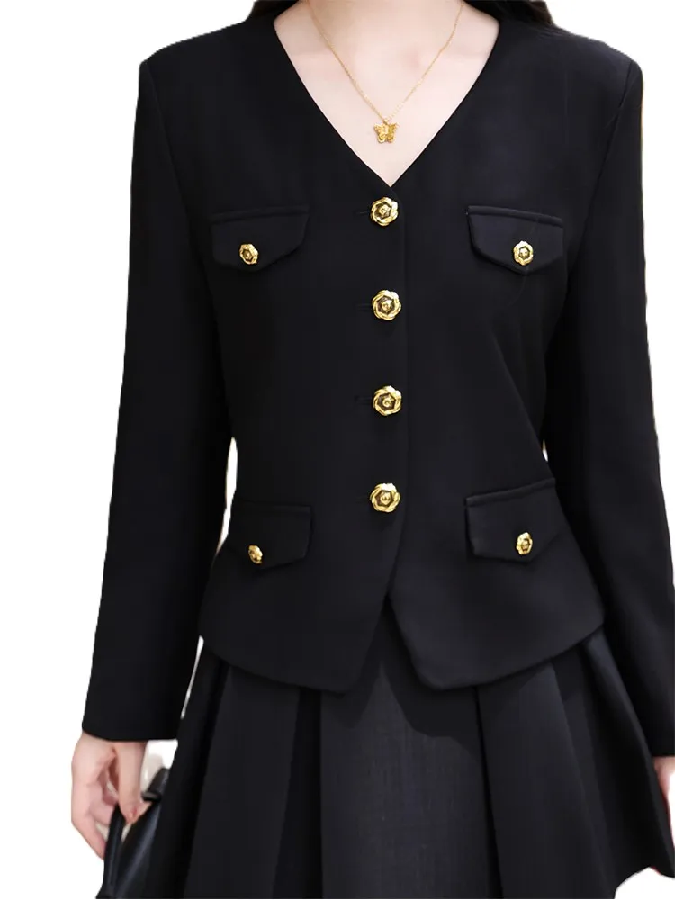 

Khaki Black Solid Women's Blazer Ladies Fashion Casual Female Jacket