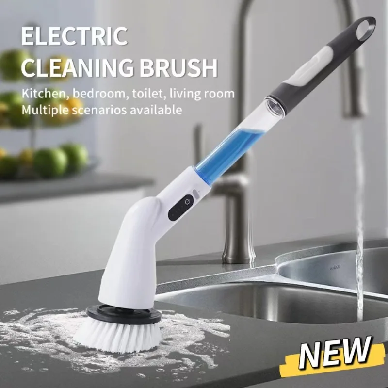 

Multi-Function Electric Cleaning Brush with Soap Dispenser - Waterproof Bathroom & Kitchen Scrubber for Tiles, Grout, Sinks