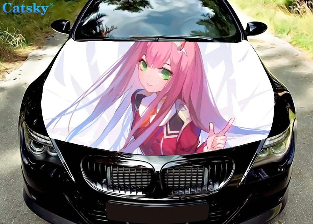 FRANXX Zero Two Car Hood Sticker,Custom Car Hood Decoration,Hood Protection Cover,Vinyl Car Sticker,Car Body Side Color Decal