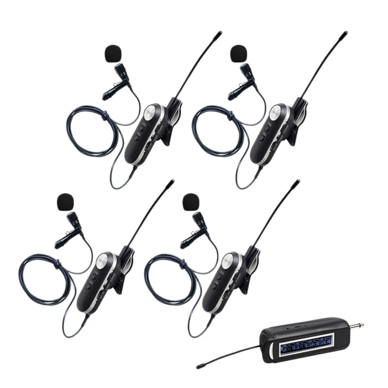 

RISE-Wireless Lavalier Microphone System 4 Channel Wireless Lavalier Microphone For Iphone DSLR Camera Youtube Podcast Vlog B