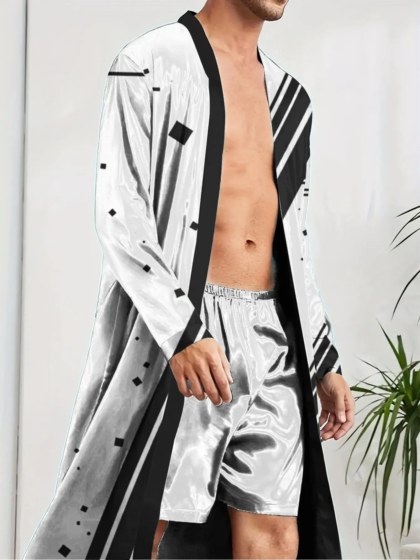 1pcs Men's Robes 2026 Spring/Summer Graphic Shower robe Men's pajamas Polyester nightie for men 3D Printed bath robe Robe man