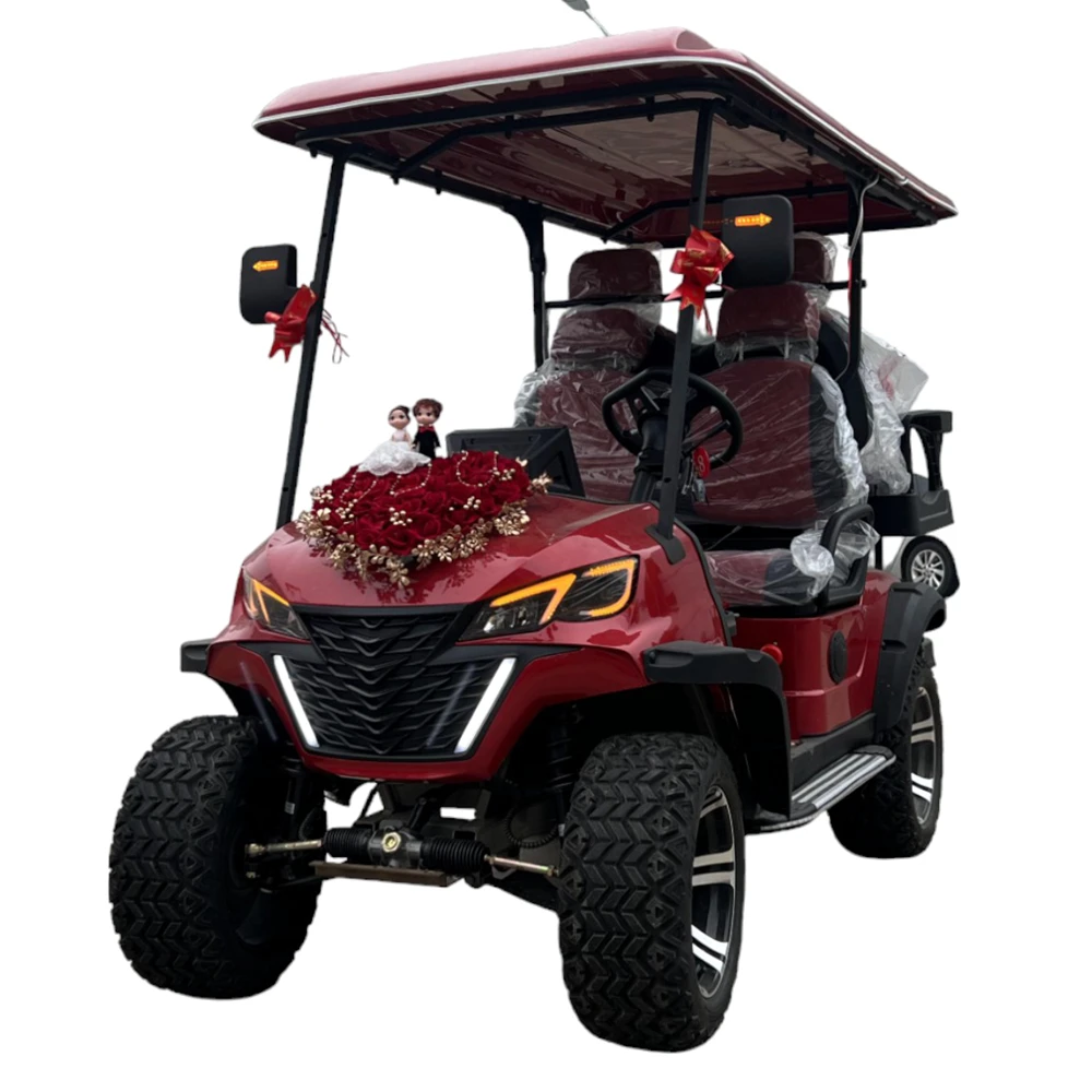 

Import 48v / 72v Lithium Battery 2+2 4 Seater Off Road Tire Street Legal Tourist Bus Electric Golf Buggy Cart From China