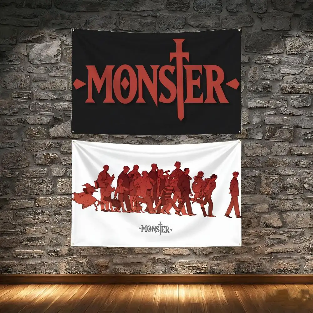 Mystery Anime N-Naoki Urasawas Monster Flags Tapestry Creative Pattern Photo Living Room Wall Art Party Outdoor Decor