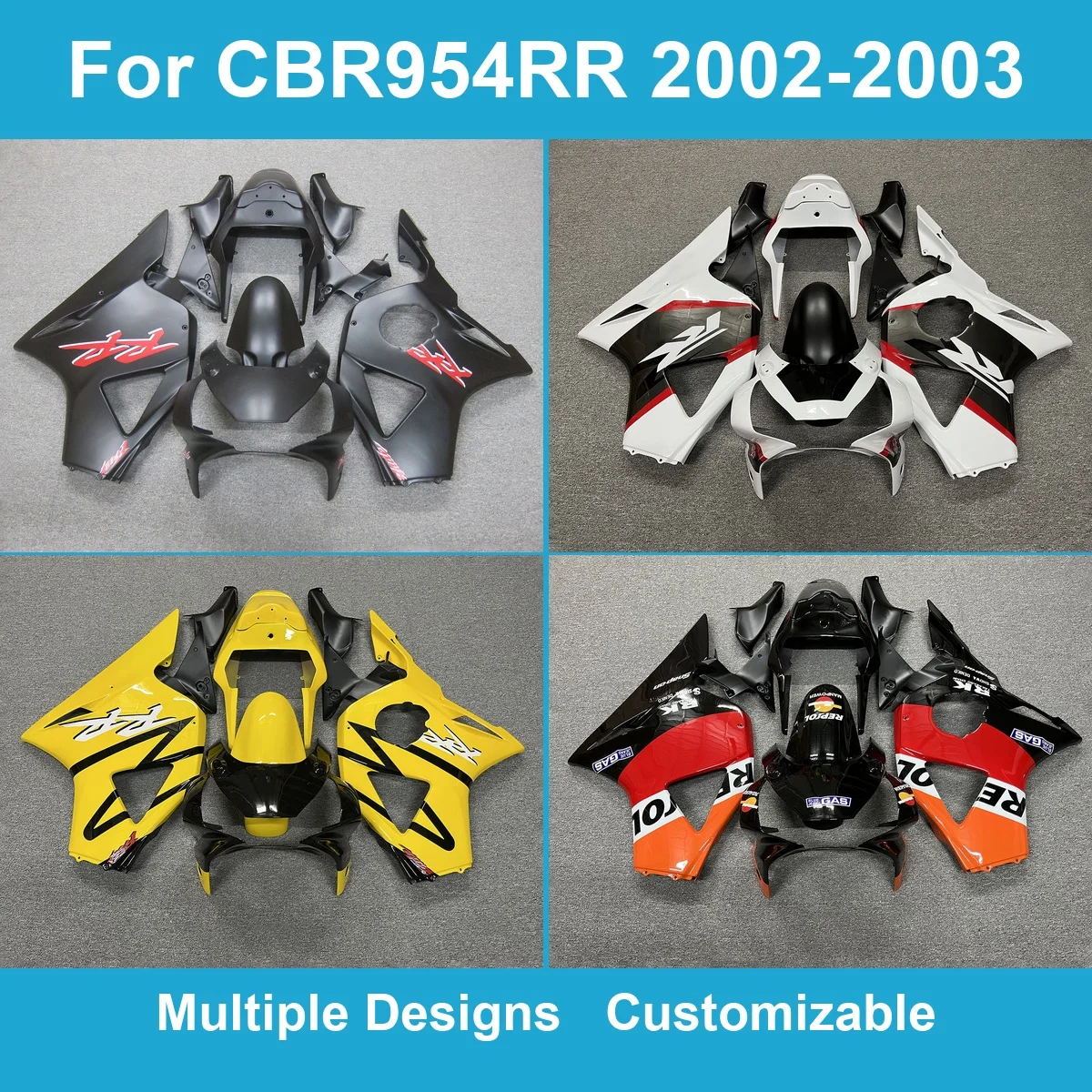 Injection Moulded Fairing Kit fit for Honda CBR954RR 2002-2003 SC50 ABS Plastic Bodywork Panels Cowling Covers Spares