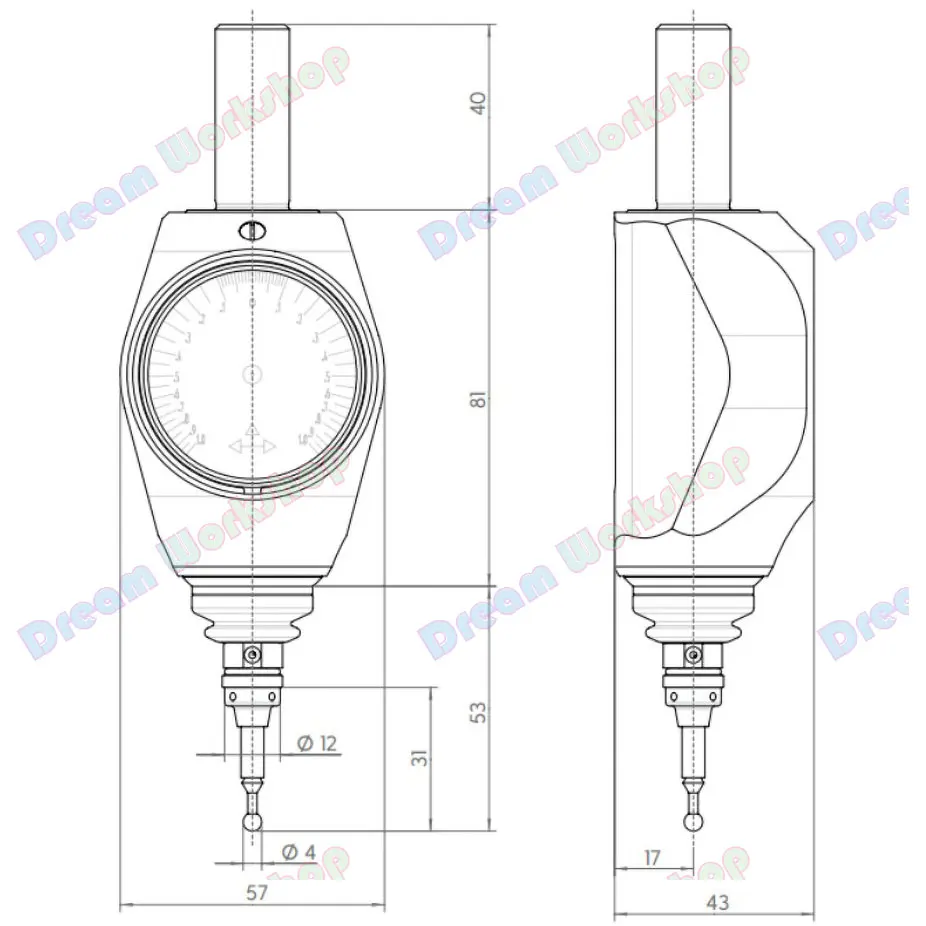 CNC German HOFFMAN 3D edge finder pointer Mahr 359550 red 3D contact probe three-dimensional centering MarTest 802 NW