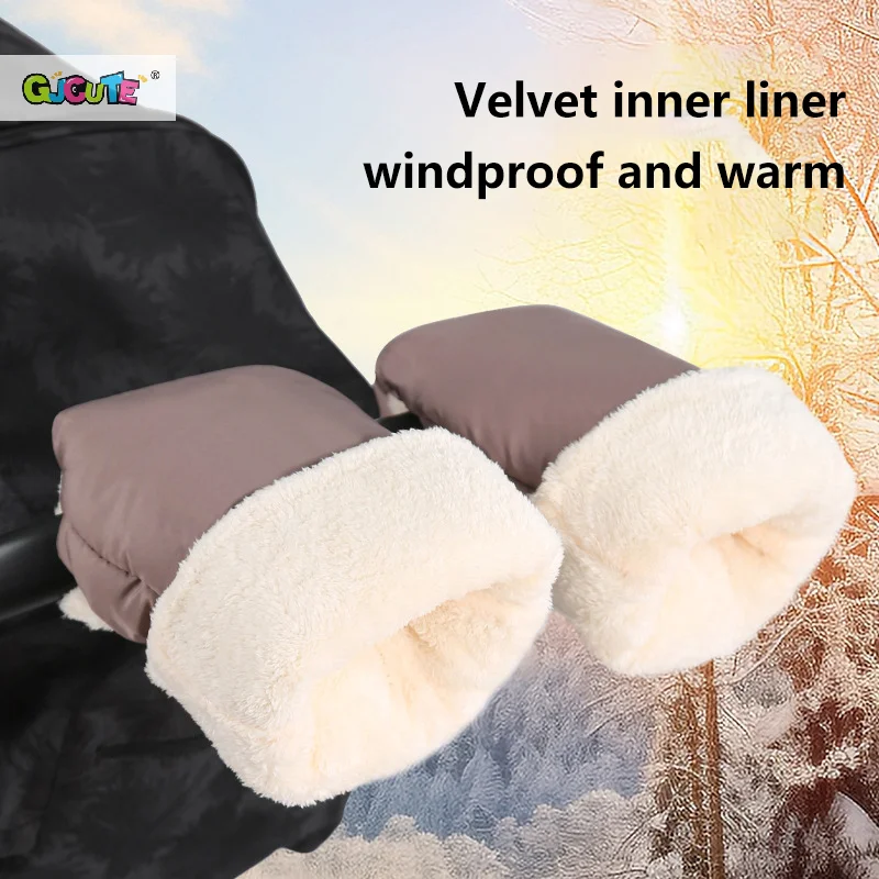 

Stroller Gloves Winter Windproof Warm Simple Style Universal Fleece-lined And Thickened Outdoor Accessories