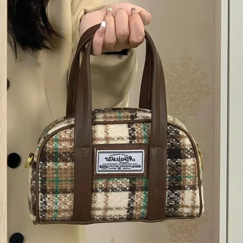 

Letter Plaid Y2k Cute Handbag Fashion Vintage Shoulder Bag Fall Winter Harajuku Style Casual Zipper Crossbody Bag Korean Fashion